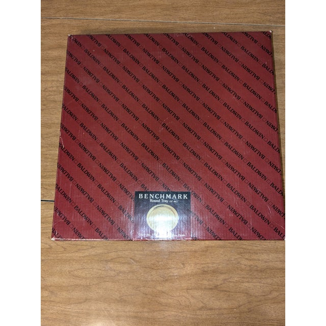 Brass Vintage New in Box Baldwin Brass "Benchmark" 12" Etched Polished Brass Tray For Sale - Image 8 of 8