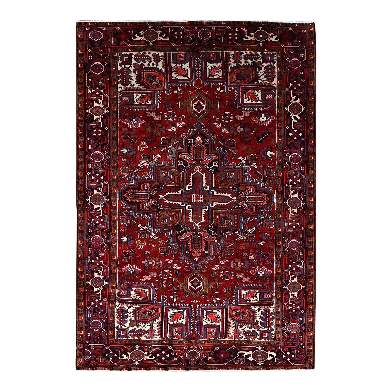 1960s Red Vintage Persian Heriz Rug | Chairish