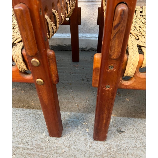 Pair of Mid-Century Teak Danish Woven Raffia Lounge Chairs For Sale - Image 10 of 10