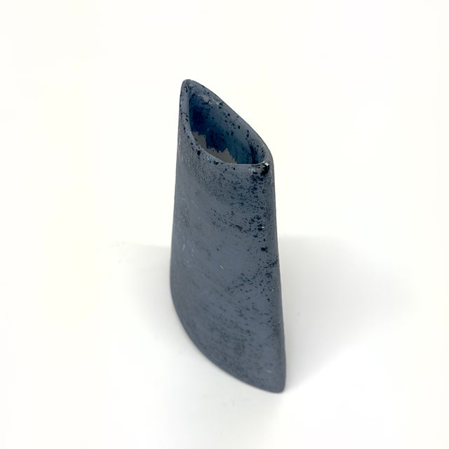 Mid 20th Century Vintage Matte Blue Artisan Pottery Vase Curation - Group of 5 For Sale - Image 5 of 9