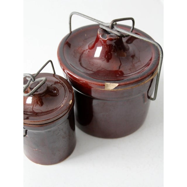 Vintage Stoneware Bail Lock Jar Set/2 For Sale - Image 6 of 6