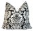 Italian "Armani" Black/White Damask Pillow 22" Square, Feather Down Insert For Sale