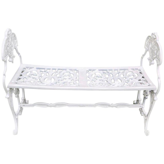 1950s Neoclassical White Aluminum Garden Bench Chairish