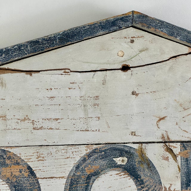 Majestic "Rooms With Bath" Large Vintage Painted Wood Tourist Sign in House Shape For Sale - Image 4 of 10