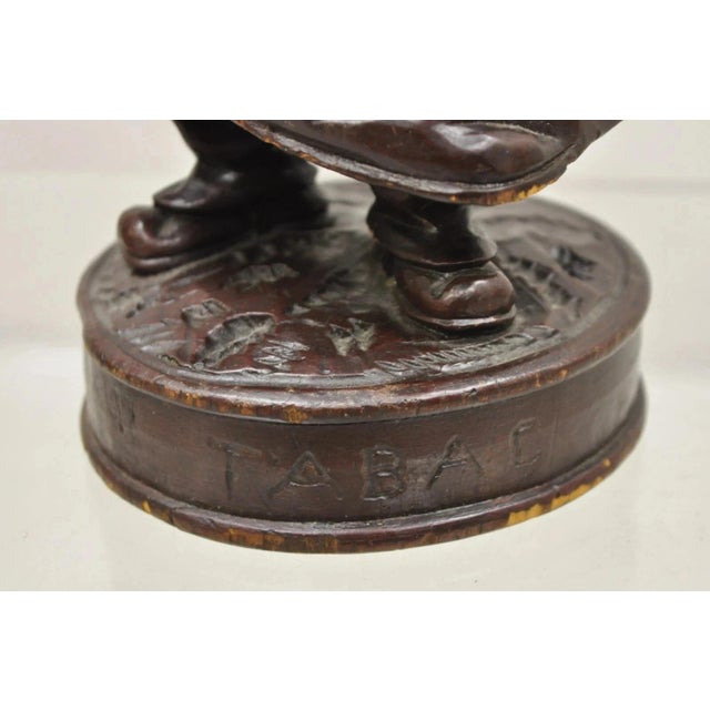 Wood 19th C. Black Forest Figural Wood Carved Night Watchman Lidded Tobacco Jar Box For Sale - Image 7 of 13