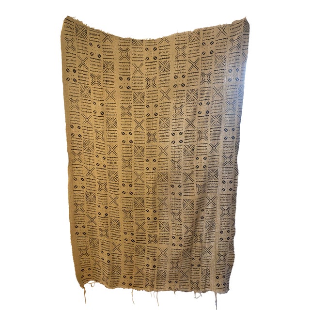 African Vintage Mail Indigo Mud Throw For Sale