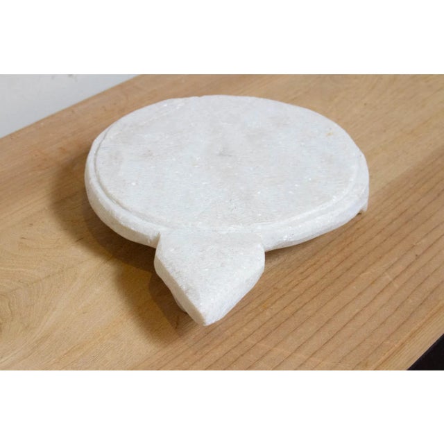 Polished White Marble Plate For Sale - Image 4 of 6