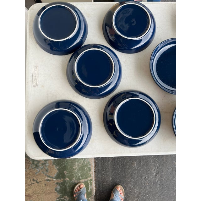Traditional Vintage Blue Ceramic Bowls Set of 12 For Sale - Image 3 of 4