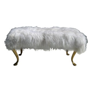 White Tibetan Fur Bench For Sale