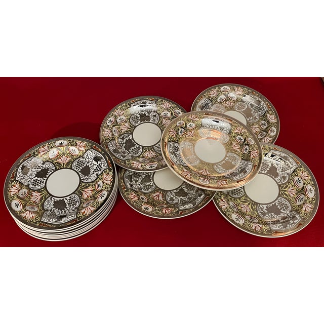 Art Deco Antique Early 20th Century Wedgwood Creamware Hand Painted Silver Luster Plates - Set of 12 For Sale - Image 3 of 10