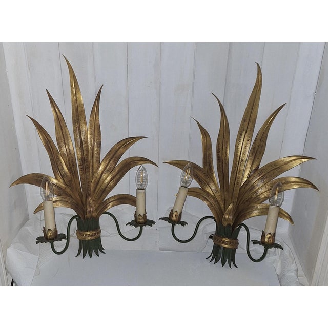 Florentine Wall Lamps in Colored Metal, 1960s, Set of 2 For Sale - Image 4 of 7