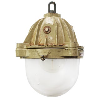 Vintage Industrial French Cast Iron Pendant Lamp by Mapelec Amiens, 1977 For Sale