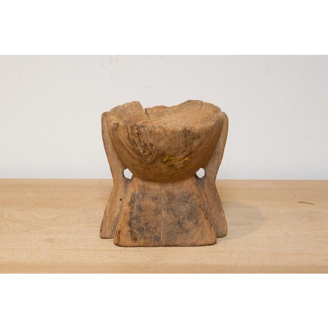 Tribal Rustic Teak Seeder Candleholder-Sambabur For Sale - Image 3 of 7