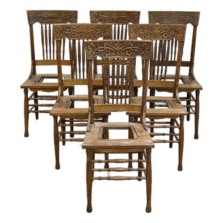 Set of Six Oak Dining Chairs For Sale