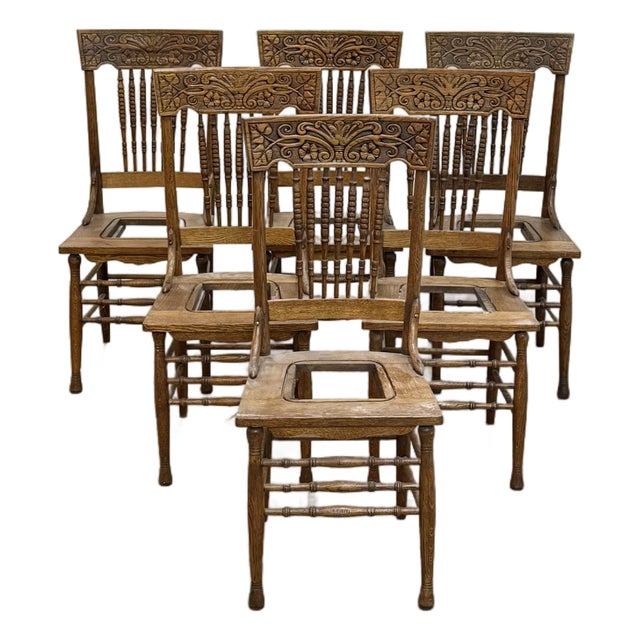 Set of Six Oak Dining Chairs For Sale
