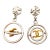 Chanel Vintage Rare Silver Round Clove Gold Spinning CC Clip on Earrings, A Pair For Sale