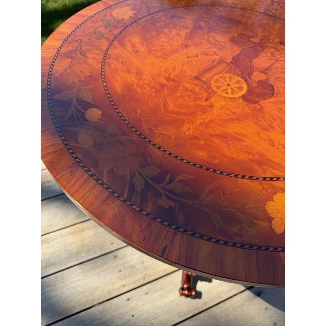 Brown Italian Marquetry Burlwood Center Table With Custom Glass Top For Sale - Image 8 of 17