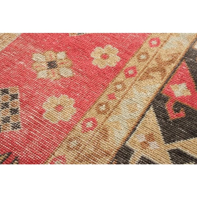 Rug & Kilim’s Distressed Style Rug in Red and Beige-Brown Geometric Pattern For Sale In New York - Image 6 of 7