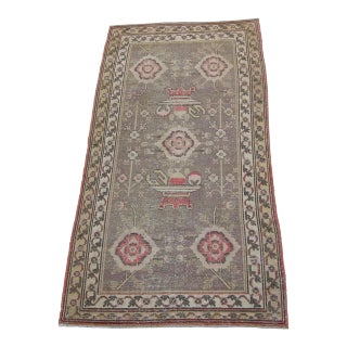 19th Century Golden Brown Design Samarkand Rug For Sale