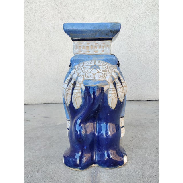 Vintage Elephant Shaped Ceramic Garden Stool or Plant Stand, Belgium, 1960s For Sale - Image 9 of 10