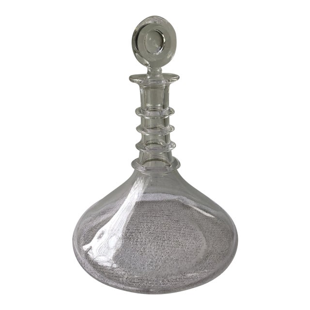 Vintage Glass Ship’s Flat Bottom Decanter For Sale