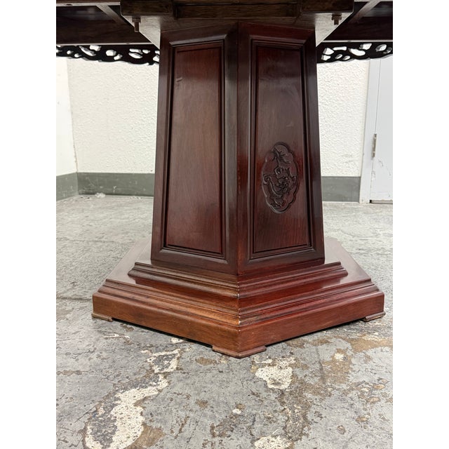 Vintage Rosewood Round Carved Dragon Table + Eight Chairs + Lazy Suzan, Set For Sale - Image 11 of 12