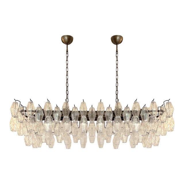 Contemporary Rectangular "Poliedro" Murano Glass Brunish Chandelier by Simoeng For Sale
