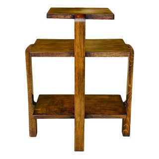 Art Deco Walnut Three-Tiered Side Table, 1938 For Sale
