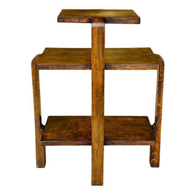 Art Deco Walnut Three-Tiered Side Table, 1938 For Sale