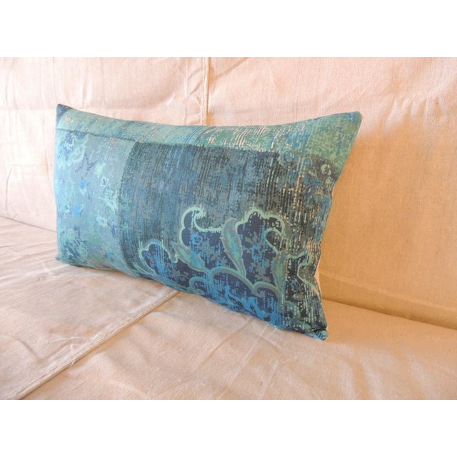 Boho Chic Blue Printed Floral Lumbar Decorative Pillow From Portugal For Sale - Image 3 of 4