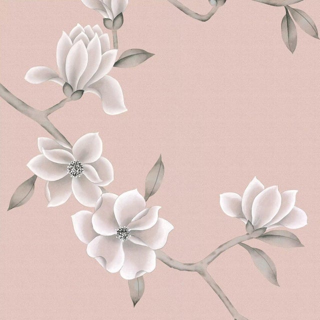 Not Yet Made - Made To Order 36" * H100"/Panel * 5ps, Pale Pink Magnolia Wallpaepr, Magnolia‌ Wallpaper Mural, 5 Panels For Sale - Image 5 of 5