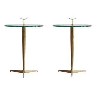 Italian Brass & Glass Side Tables in the Style of Gio Ponti For Sale