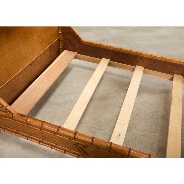 19th Century English Aesthetic Movement Faux Bamboo Maple Bed For Sale - Image 12 of 18