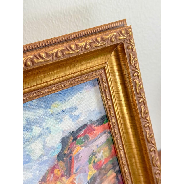 Blue Impressionist Landscape Oil Painting For Sale - Image 8 of 8