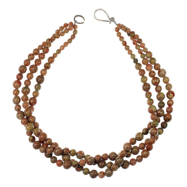 Ajd 19 Inch Mayflower Jasper 3 Stand Necklace For Sale
