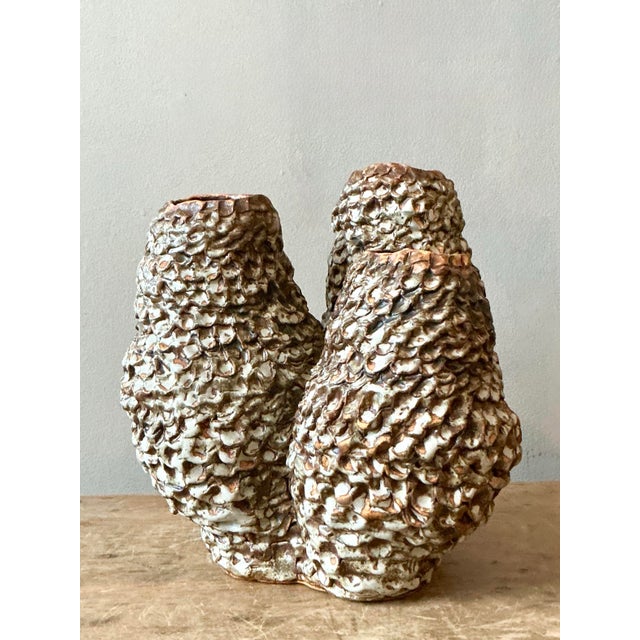 Vintage Boho Original Studio Pottery Barnacle Vase For Sale - Image 9 of 12