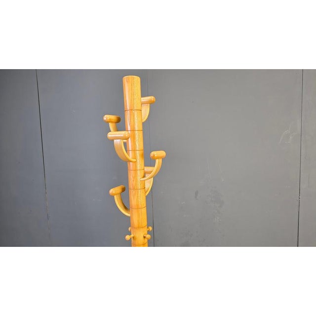 Vintage Travertine and Ash Wood Coat Rack by Ettore Sottsass, 1980s For Sale - Image 6 of 10
