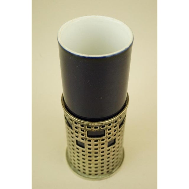 Metal Art Deco Porcelain pen holder vase with silver metal stand EPS by Josef Hoffmann. Early 1900s - Austria For Sale - Image 7 of 18