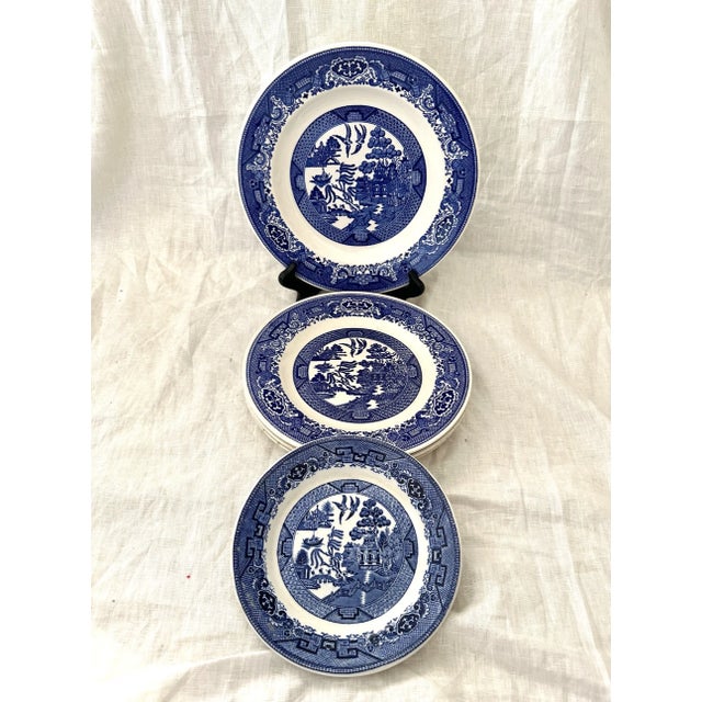 Chinoiserie Vintage Blue Willow Ware Dinner Plates-A Set For Sale - Image 3 of 6