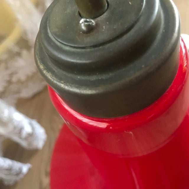 Large Indonesian Table Lamp in Double-Layered Glass and Wicker, 1970s For Sale - Image 14 of 18