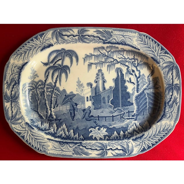 Large Antique 19th Century Davenport Blue & White Porcelain Platter With Chinoiserie Decoration For Sale - Image 11 of 11