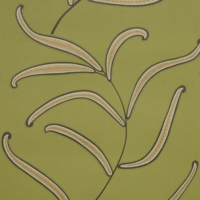 Not Yet Made - Made To Order Sample - Schumacher x Neisha Crosland Caterpillar Leaf Wallpaper in Meadow Green For Sale - Image 5 of 5