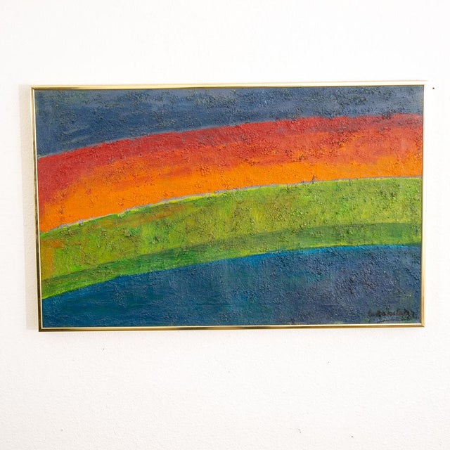 Mid Century Modern Oil Painting George Constant Art Rainbow Original Signed MCM For Sale - Image 11 of 12
