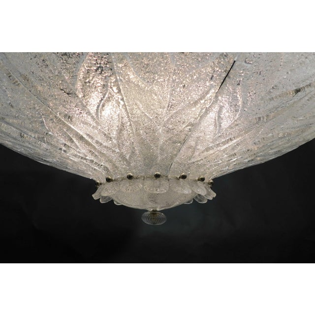 Chrome 1960s Italian Clear Graniglia Murano Leaves Flush Mount For Sale - Image 8 of 10