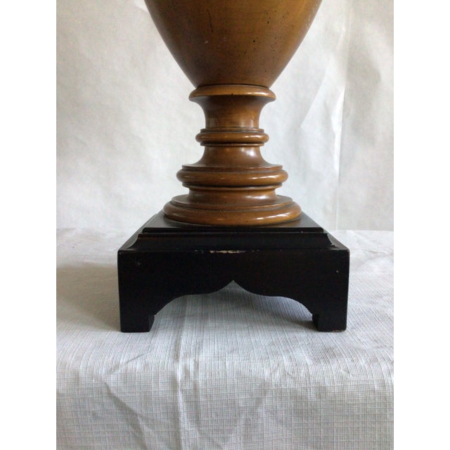 Wood 1960s Wooden Lamps on Black Wood Base - A Pair For Sale - Image 7 of 9