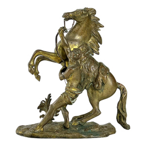 Vintage Doré Bronze Marly Horse Sculpture, After Guillaume Coustou the Elder