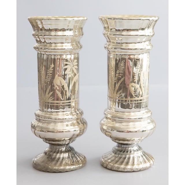 Large 19th Century French Silvered Mercury Glass Vases - A Pair For Sale - Image 12 of 12