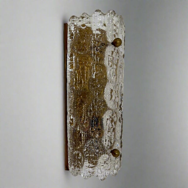 Orrefors Mid-20 Century Pair of Carl Fagerlund art glass sconces for Orrefors. Sweden For Sale - Image 4 of 7