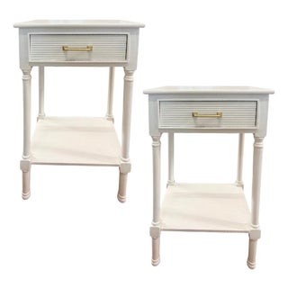 Faux Bamboo One-Drawer Nightstands – Pair For Sale
