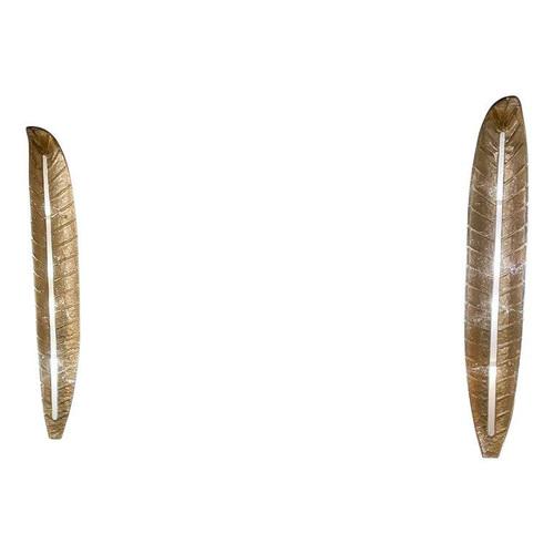 Glass Mid-Century Gold Murano Glass Wall Lights in the style of Barovier, Set of 2 For Sale - Image 7 of 7